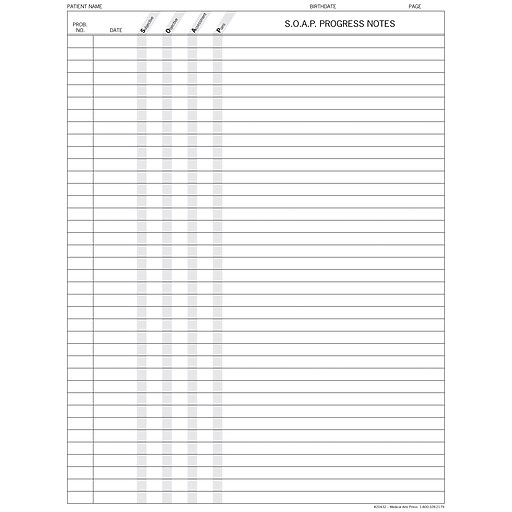Medical Arts Press S.O.A.P. Progress Reports, No Punch, 250/Pack