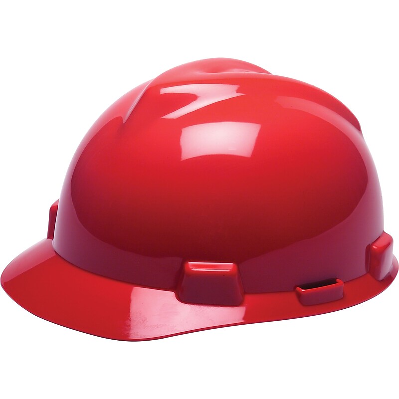 Mine Safety Appliances V-Gard Polyethylene 4-Point Ratchet Suspension Short Brim Bump Cap, Red (475363) image 1
