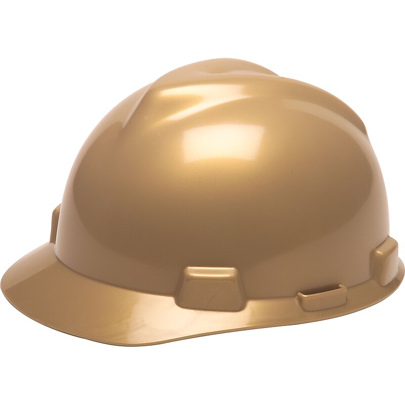 Mine Safety Appliances V-Gard Polyethylene 4-Point Ratchet Suspension Short Brim Hard Hat, Gold (475365) image 1