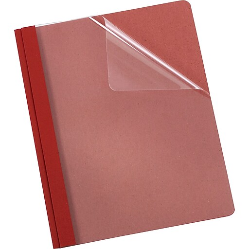 Esselte™ Recycled ClearFront Report Covers, Red Staples