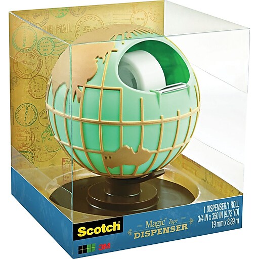 Scotch® Globe Tape Dispenser with Scotch® Magic™ Tape, Blue and Brown