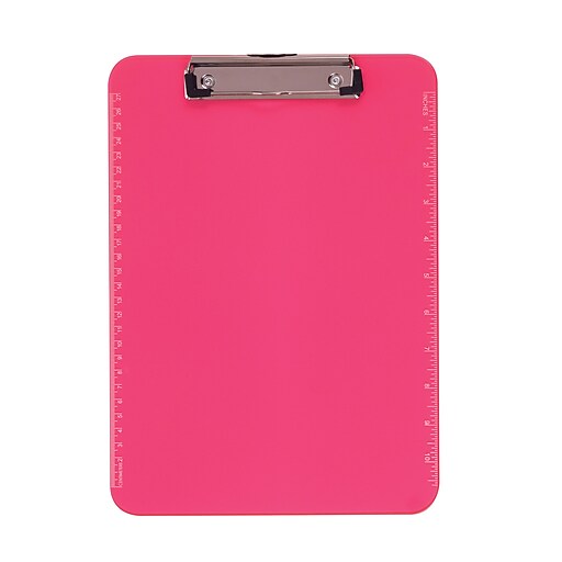 Staples® Plastic Recycled Clipboard, Letter Size, Pink, 9" x 12 1/2