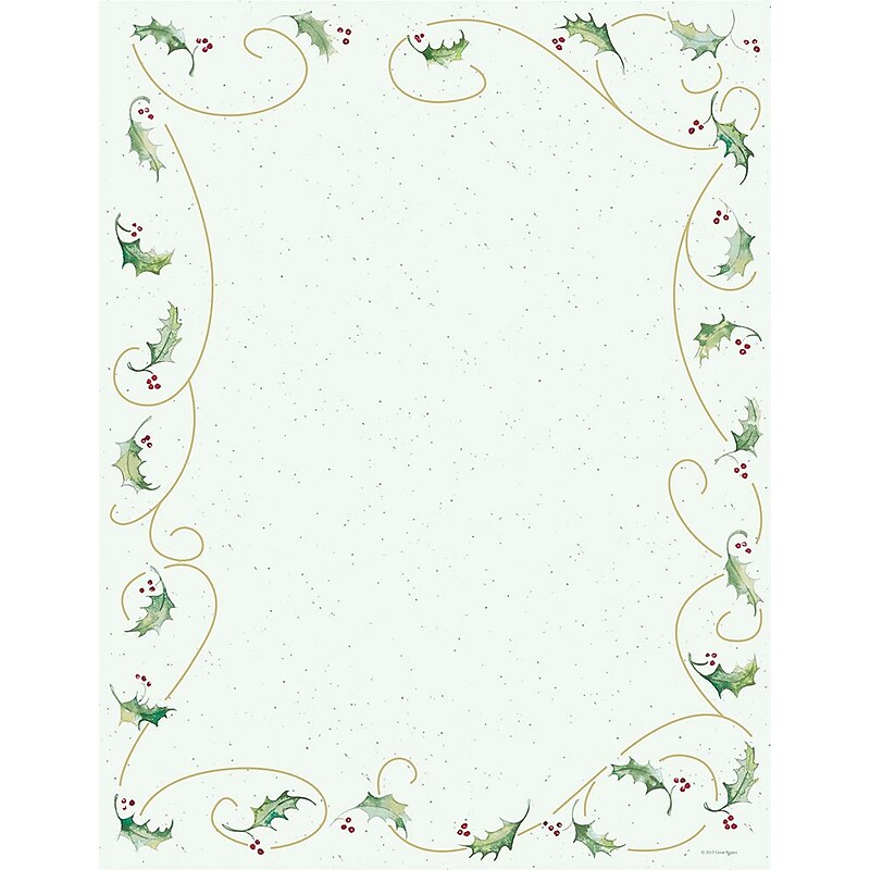 Great Papers! Holly Bunch Holiday Letterhead, Green, 80/Count (2011868) image 1