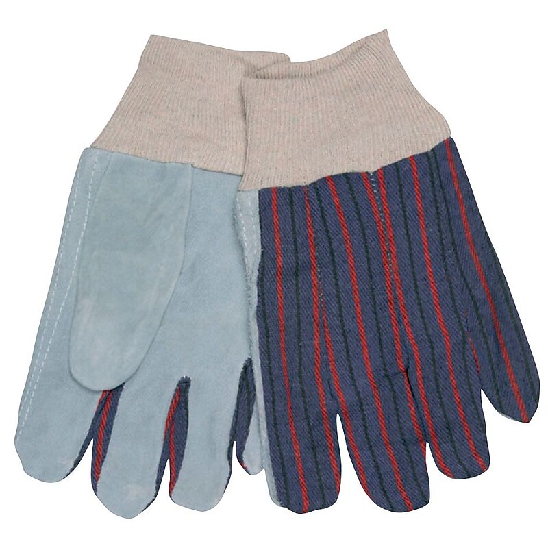 MCR Safety Cotton/Leather Palm Gloves, Multicolored, Large, 12/Pairs (1040L) image 1