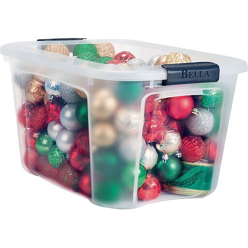 Staples 40 Quart Plastic Container, Clear with Locking Lid Staples