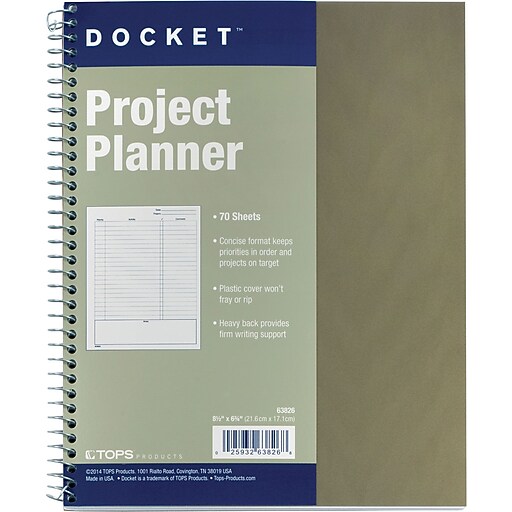 TOPS Noteworks Project Planner, 63/4" x 81/2", Bronze, 70 Sheets/Pad