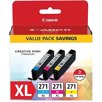 Canon 271 Cyan/Magenta/Yellow Ink Cartridge, 3/Pack (0337C005)
