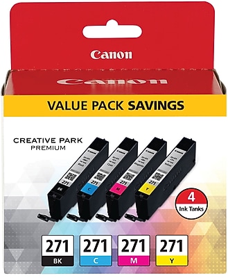 Canon 271 Black/Cyan/Magenta/Yellow Ink Cartridge, 4/Pack (0390C005) Sansujyuku sansujyuku.com