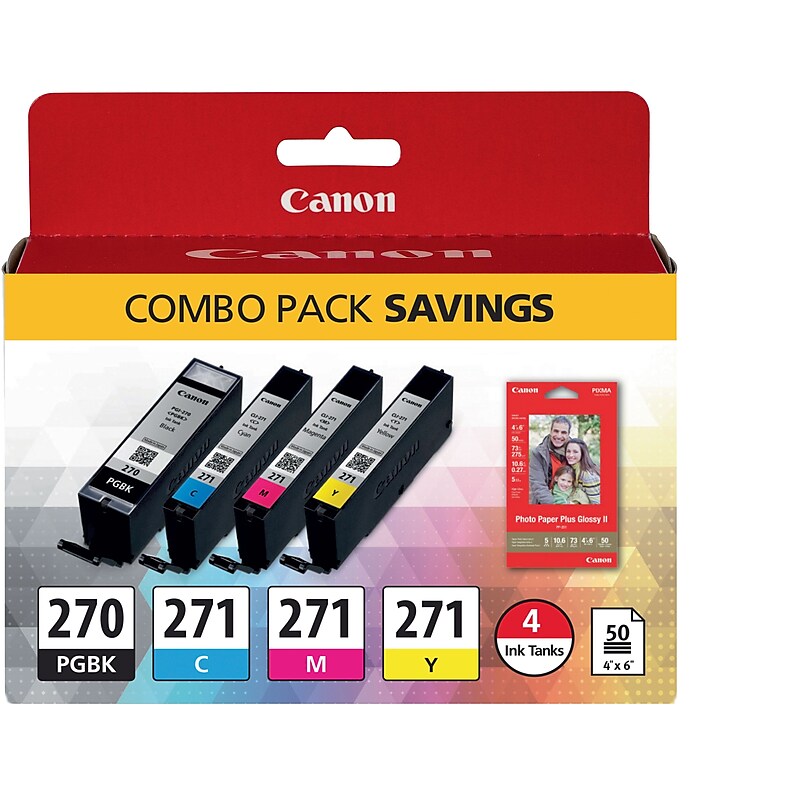 Canon 270/271 Black/Cyan/Magenta/Yellow Standard Yield Ink Cartridge, 4/Pack (0373C005) image 1