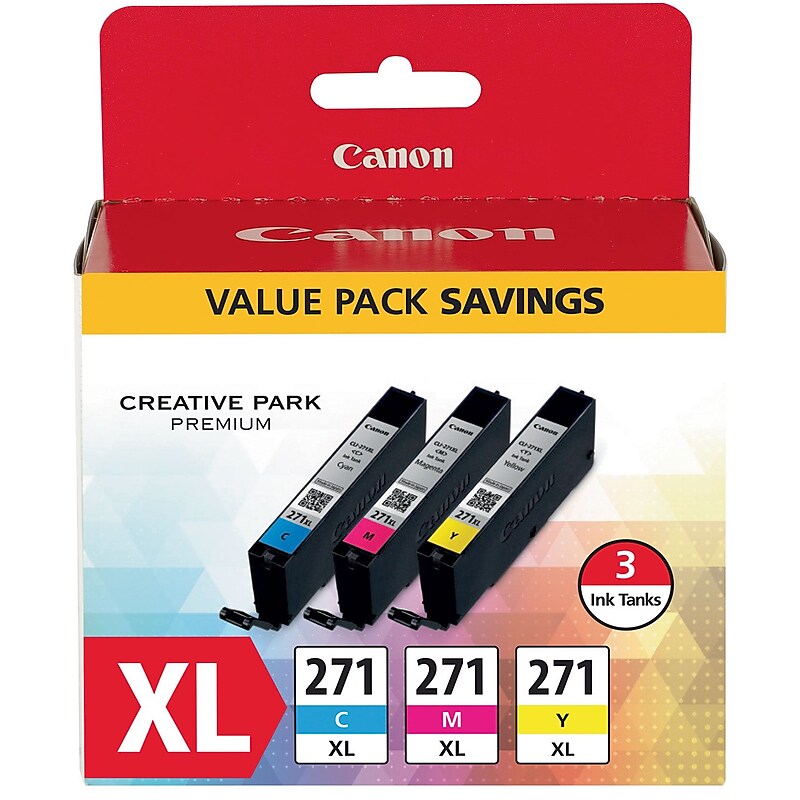 Canon 271 Cyan/Magenta/Yellow Ink Cartridge, 3/Pack   (0337C005) image 1