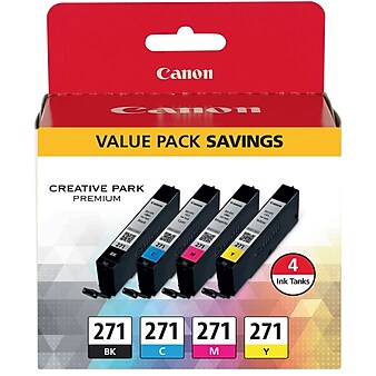 Canon 271 Black/Cyan/Magenta/Yellow Ink Cartridge, 4/Pack (0390C005)