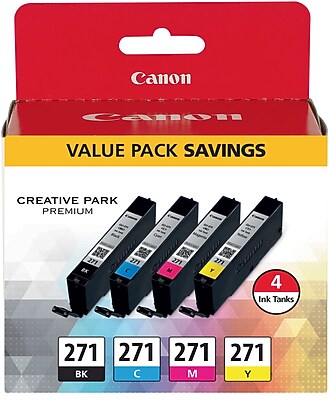 Canon 271 Black/Cyan/Magenta/Yellow Ink Cartridge, 4/Pack (0390C005) Sansujyuku sansujyuku.com