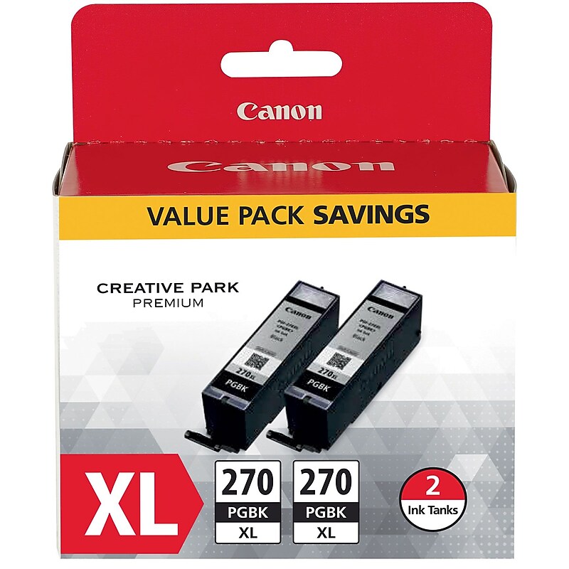 Canon 270 XL Black High Yield Ink, 2/Pack (0319C005) image 1