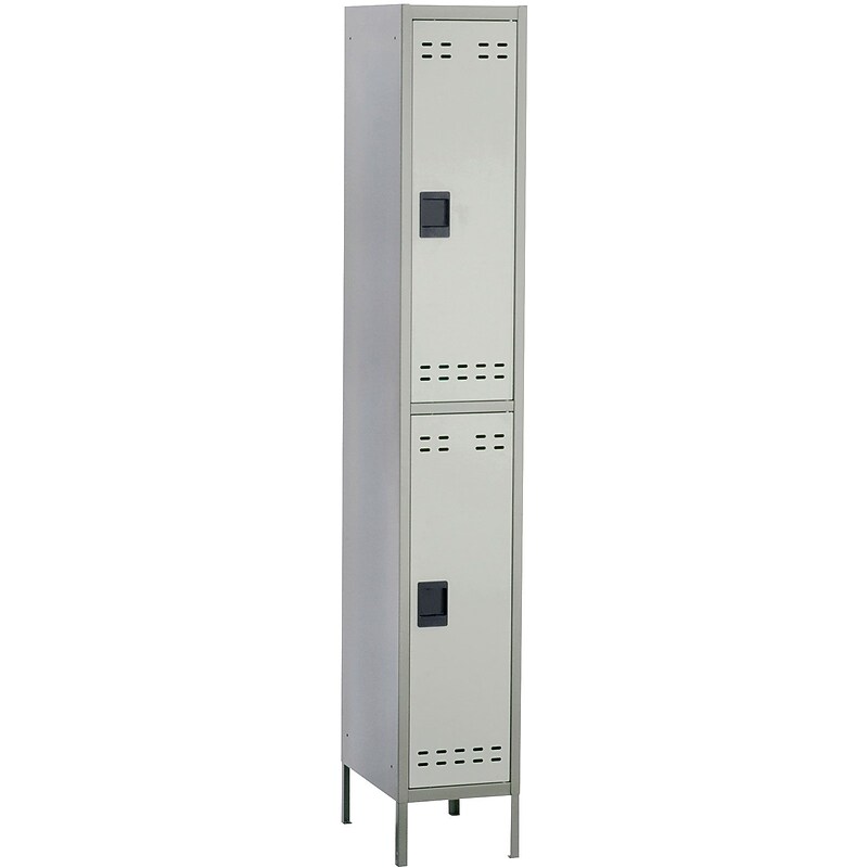 Safco® Steel Locker, Double-Tier, Gray, 78"H x 12"W x 18"D (5523GR) image 1