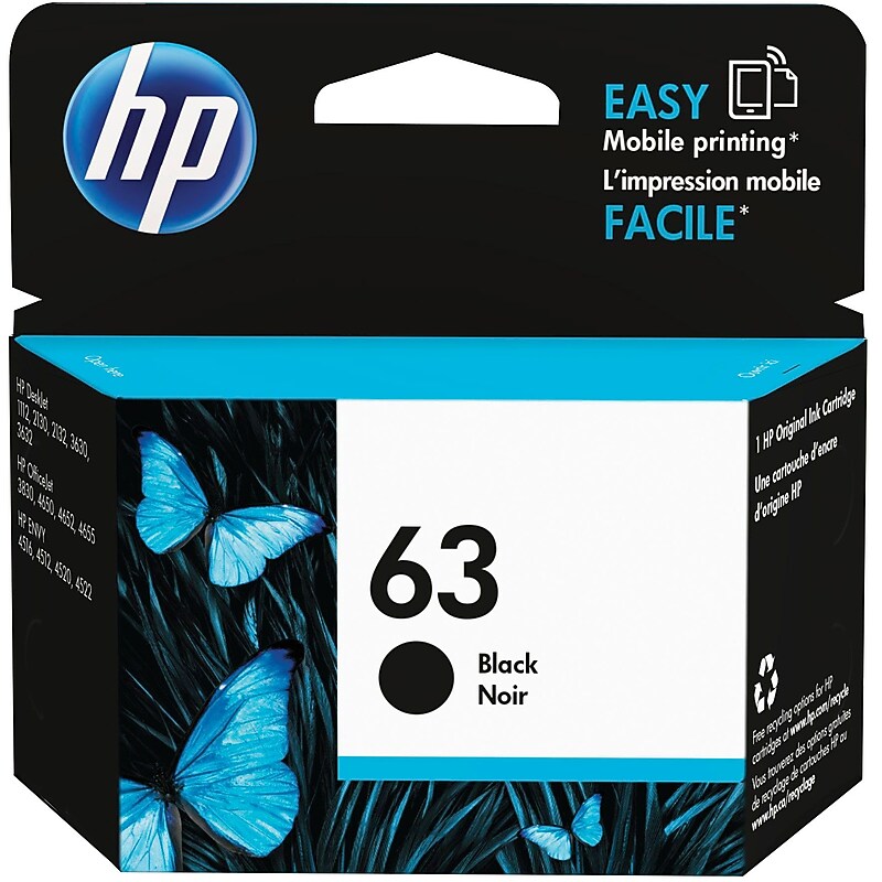 HP 63Standard Yield Ink Cartridge, Print Up to 170 Pages ()