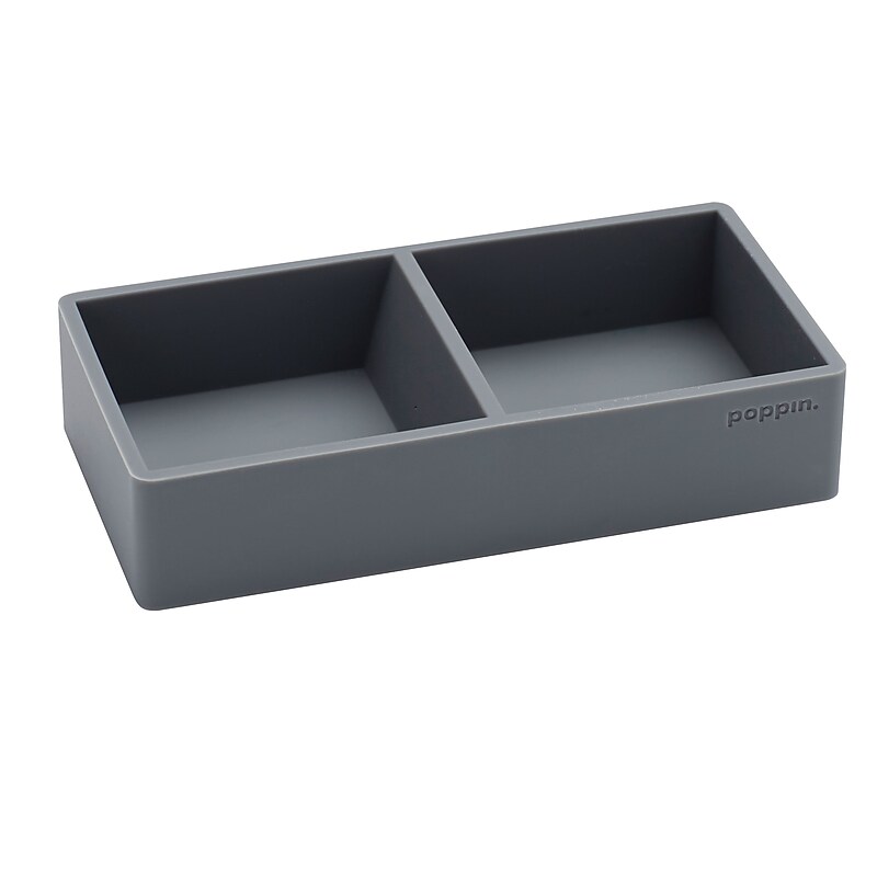 Poppin Softie This + That 2-Compartment Silicone Accessory Tray, Dark Gray (103077) image 1