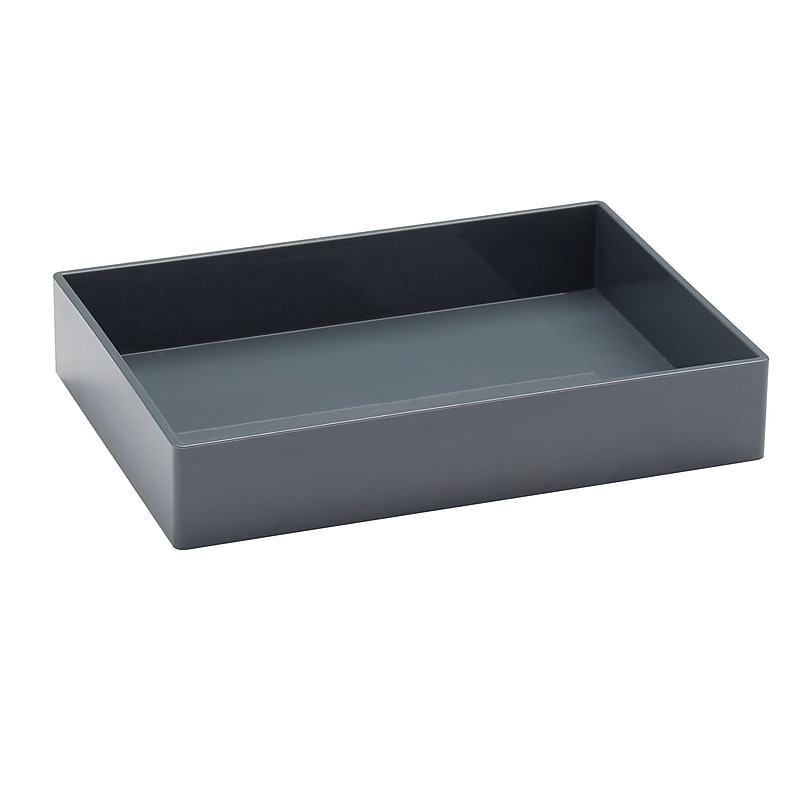 Poppin 1 Compartment Stackable Plastic Accessory Tray, Dark Gray (102708) image 1