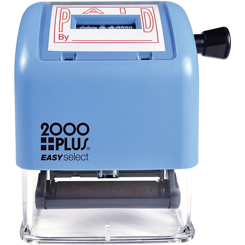 2000 PLUS Easy Select Date and PAID Self-Inking Stamp, 1" x 1-13/16" Impression, Red ink (011093) image 1