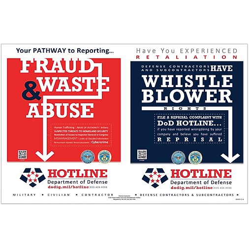 ComplyRight DOD Fraud and Whistleblower Hotline Poster, English (E2250
