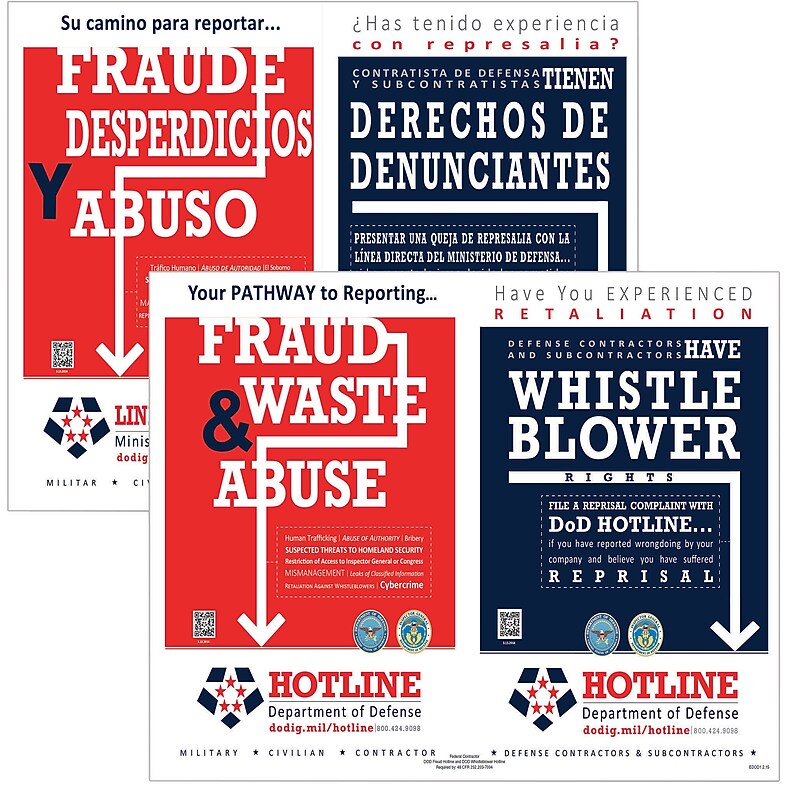 ComplyRight DOD Fraud and Whistleblower Hotline Poster, Bilingual (E2250B) image 1