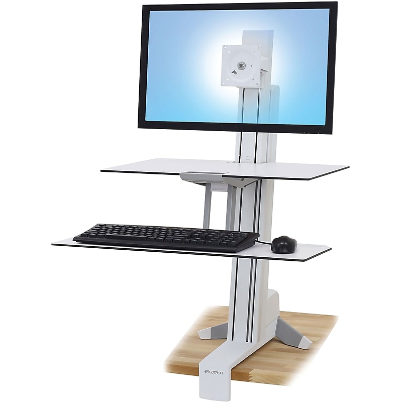 Ergotron WorkFit-S Single HD with Worksurface+ Monitor Stand, White (33-351-211) image 1
