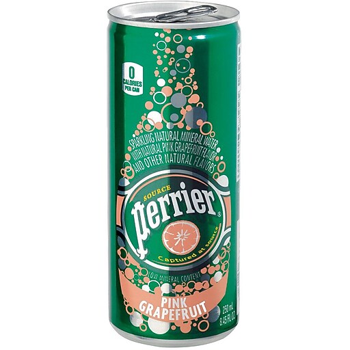 Perrier Sparkling Natural Mineral Water, Pink Grapefruit, 8.45 oz. Slim