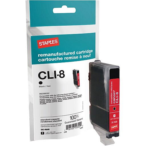 Staples® Remanufactured Black Ink Cartridge, Canon CLI8 (SICRCLI8BDS