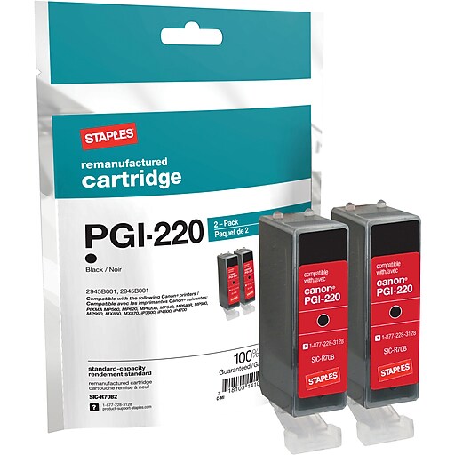 Staples® Remanufactured Black Ink Cartridges Compatible with Canon PGI