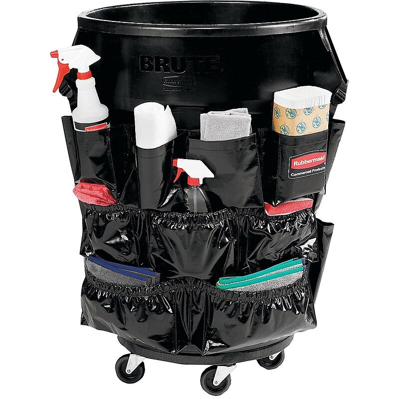 Rubbermaid Brute 12-Pocket Cleaning Cart Organizer, Black Nylon (RCP1867533CT) image 1