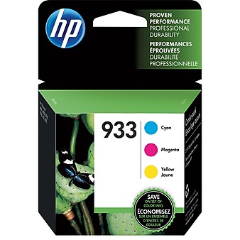 HP 933 Cyan/Magenta/Yellow Standard Yield Ink Cartridge, 3/Pack (N9H56FN#140)