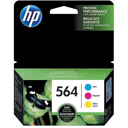 HP 564 Cyan/Magenta/Yellow Standard Yield Ink Cartridge, 3/Pack