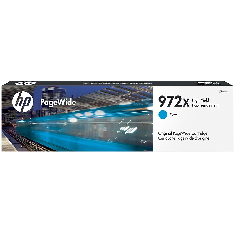 HP 972X Cyan High Yield Ink Cartridge, Prints Up to 7,000 pages (L0R98AN) image 1