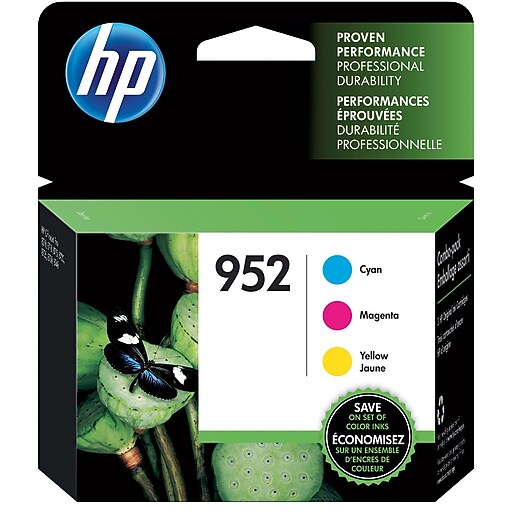 HP 952 Cyan/Magenta/Yellow Standard Yield Ink Cartridge, 3/Pack