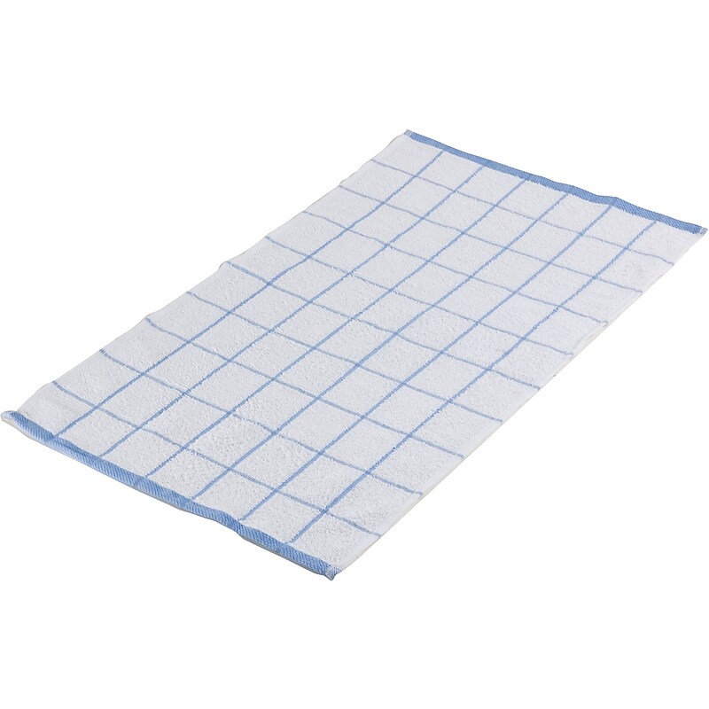 Monarch Brands Terry Cleaning Towels, 25" x 15", White and Blue, 12 Towels/Pack (KT-BLUE) image 1
