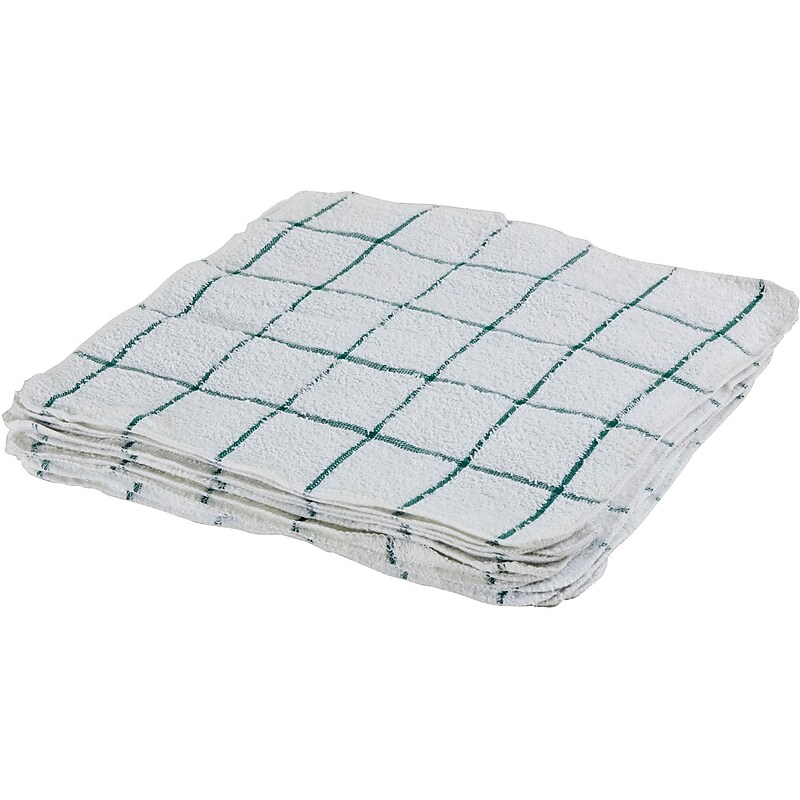 Monarch Brands Terry Dish Cloths, 12" x 12", White and Green, 12 Cloths/Pack (DISH-GREEN) image 1