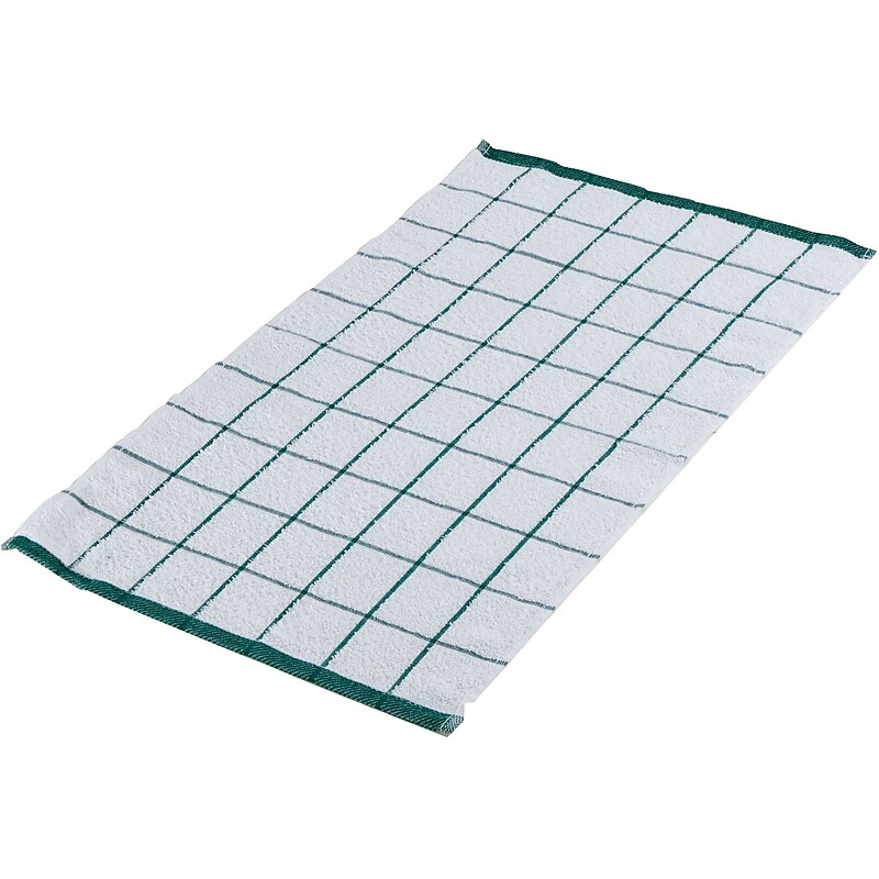Monarch Brands Terry Cleaning Towels, 25" x 15", White and Green, 12 Towels/Pack (KT-GREEN) image 1