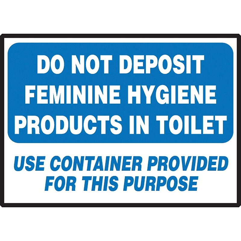 Accuform Safety Label, DO NOT DEPOSIT FEMININE HYGIENE PRODUCTS IN TOILET, 3 1/2" x 5", Adhesive Dura-Vinyl (LRST516XVE) image 1