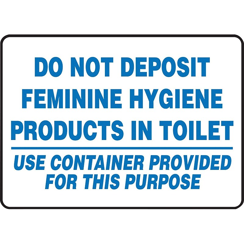 Accuform Safety Sign, DO NOT DEPOSIT FEMININE HYGIENE PRODUCTS IN TOILET, 7" x 10", Adhesive Vinyl (MRST524VS) image 1