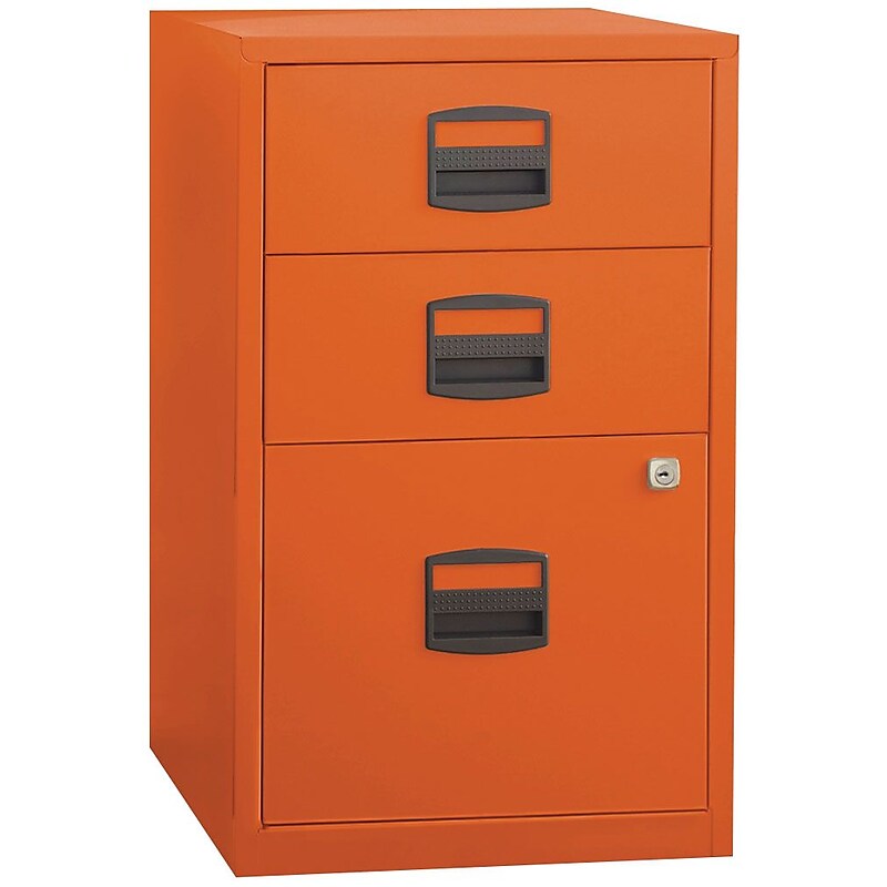 Bisley 3 Drawer Vertical File, Orange, Letter, 17''W (FILE3-OR) image 1