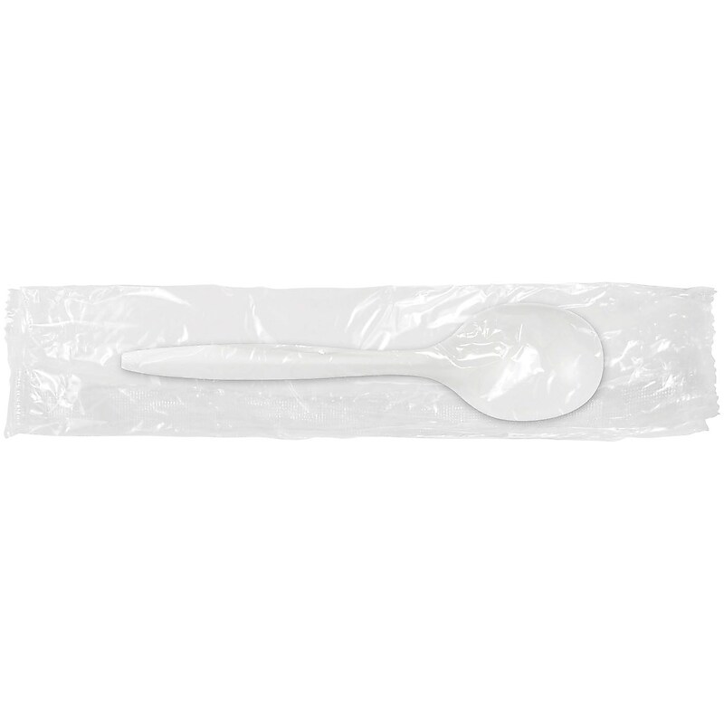 Berkley Square Individually Wrapped Plastic Soup Spoon, Medium-Weight, White, 1,000/Pack (1104000) image 1