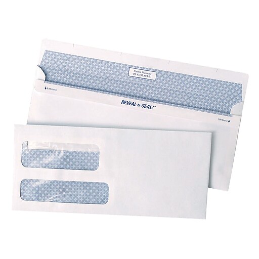 Staples reveal n seal self sealing security tinted double window 9