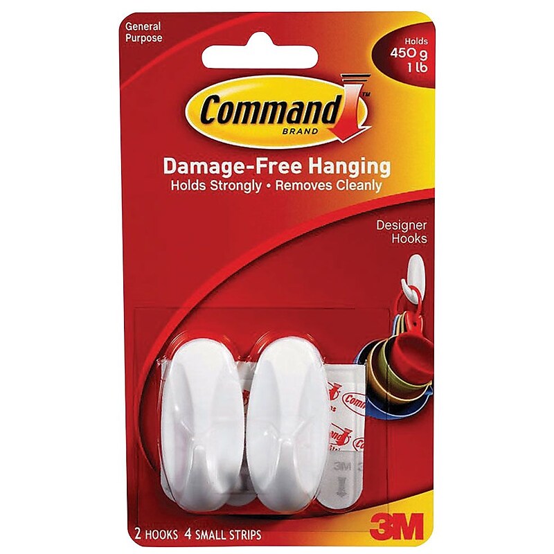 Command Small Designer Hooks, White, 2/Pack (17082ES) image 1