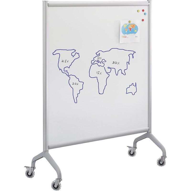 Safco® Rumba™ Whiteboard Collaboration Screen, 42" x 16" x 54", White/Gray (2015WBS) image 1