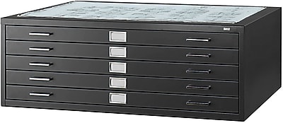 Safco 5-Drawer Steel Flat File Cabinet, 30" x 42" Documents, Black (4996BLR)