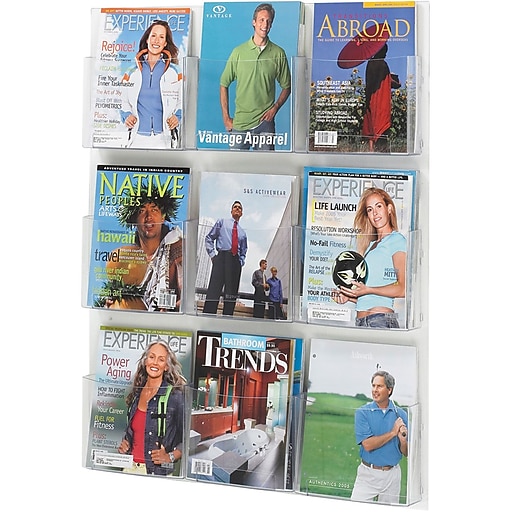 Safco Clear2c Magazine Holder, 29" x 36", Vertical, Wall Mounted, Clear Plastic (5665CL) | Staples