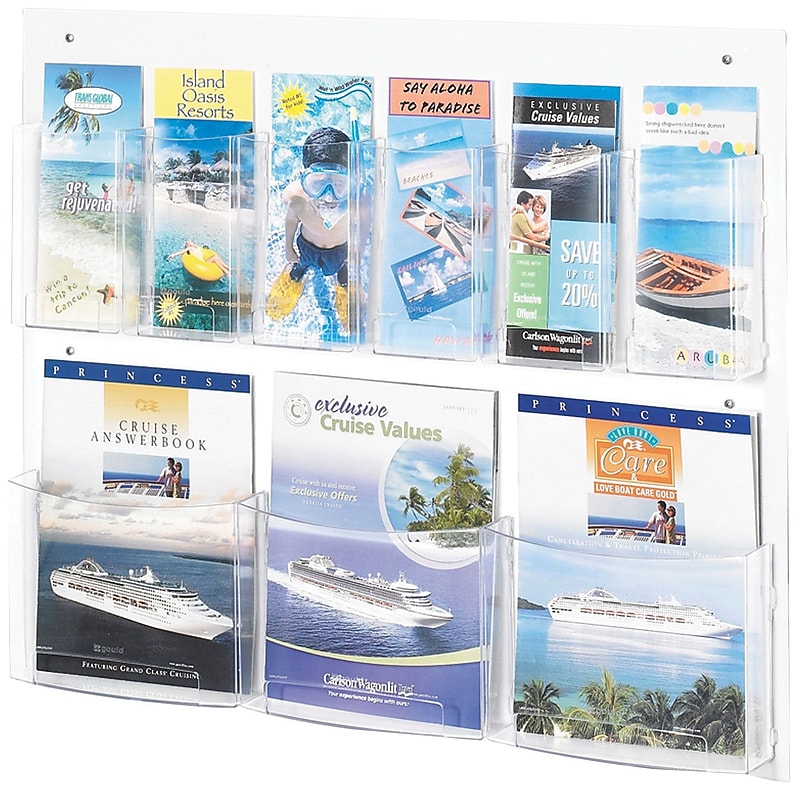 Safco Clear2c Brochure Holder, 23.5" x 28", Vertical, Wall Mounted, Clear Plastic (5666CL) image 1