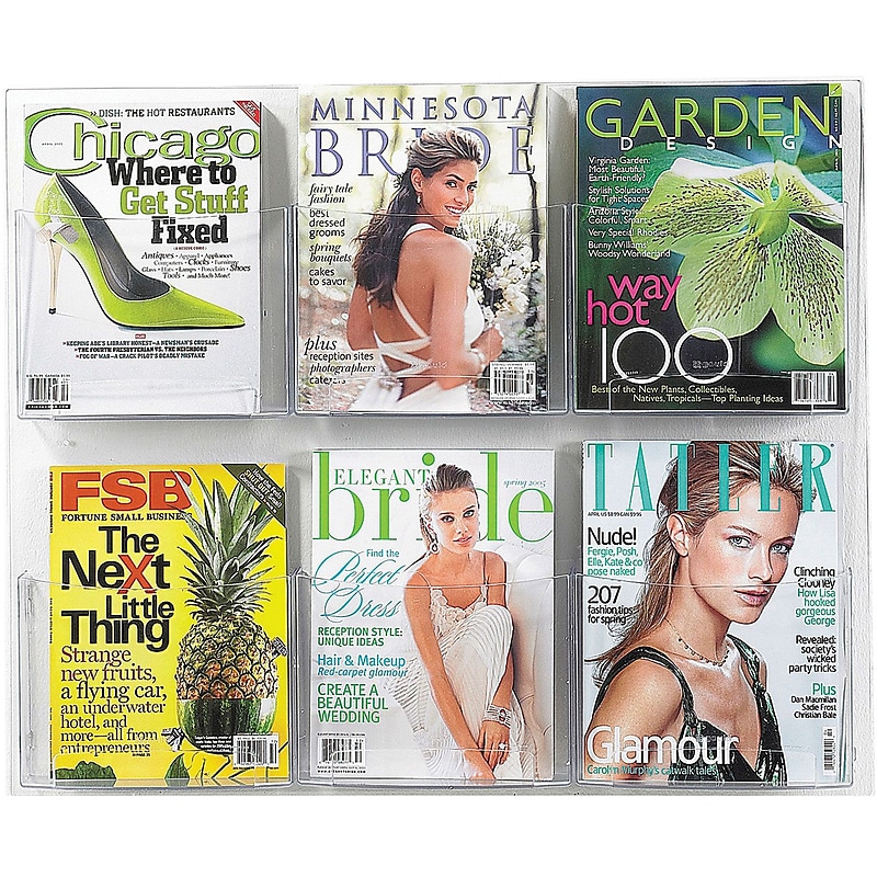 Safco Clear2c Magazine Holder, 22" x 28", Vertical, Wall Mounted, Clear Plastic (5667CL) image 1