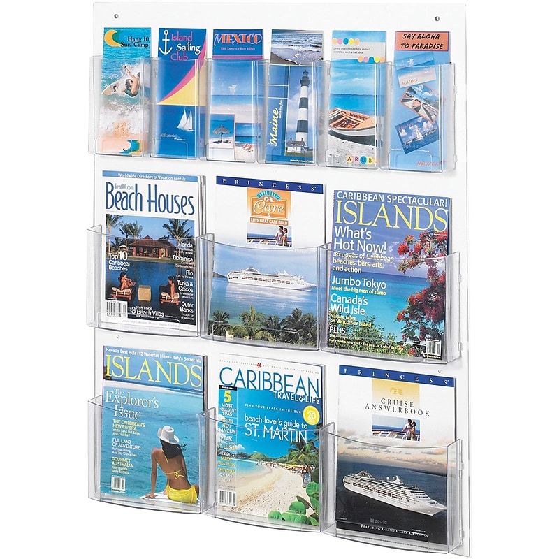 Safco Clear2c Magazine Holder, 29" x 36", Vertical, Wall Mounted, Clear Plastic (5668CL) image 1