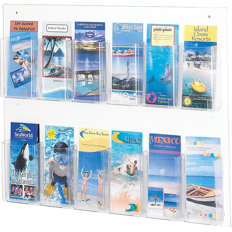 Safco Brochure Holder, 22" x 28", Vertical, Wall Mounted, Plastic (5671CL) image 1