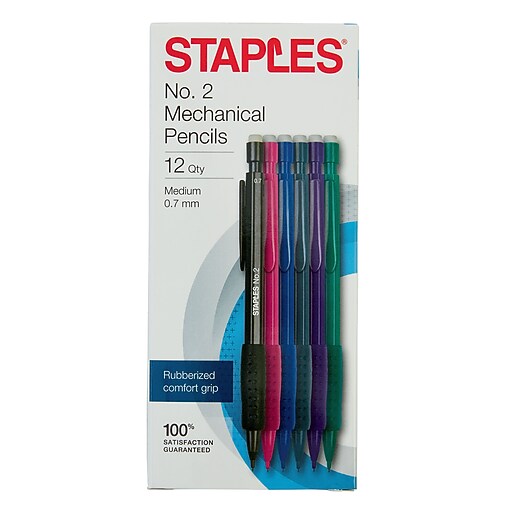 Staples® No. 2 Gripped Mechanical Pencils, Medium 0.7mm, Assorted